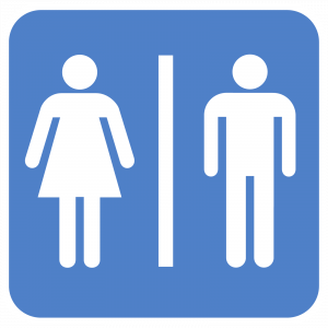 Blue bathroom gender sign.