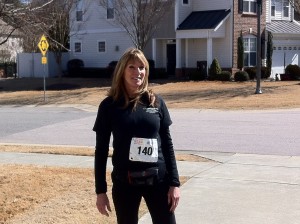 nancy wearing her race number