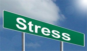 A sign that says stress.